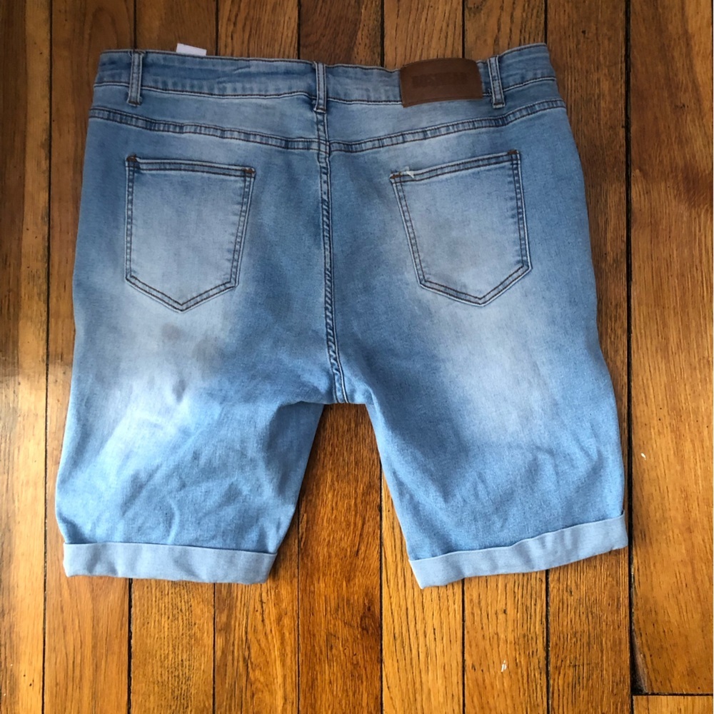 Blue Distressed Bermuda Shorts - Picture 5 of 8